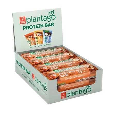 Батончики протеиновые Plantago Crunch 25% "Арахис-Соленая карамель", без сахара, с коллагеном, 40 гр х 12 шт (Срок годности до 19.05.24)