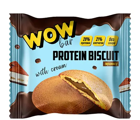 Протеиновое печенье WOWBAR PROTEIN BISCUIT с кремовой начинкой со вкусом «Тирамису» (10 шт x 40 гр)