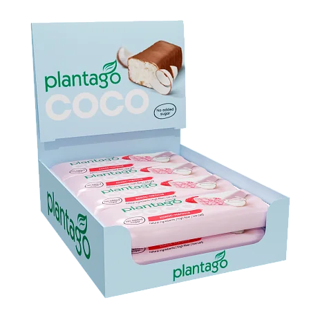Кокосовые батончики COCO Plantago без сахара в шоколаде со вкусом "Малина", 12 штук