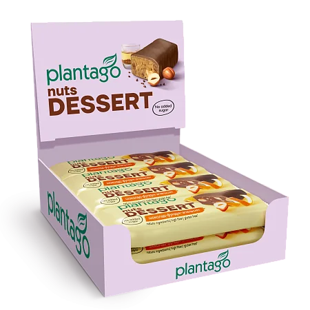 Ореховые батончики Nuts Dessert Plantago со вкусом «Шоколад-Фундук-Апельсин», 12 шт.