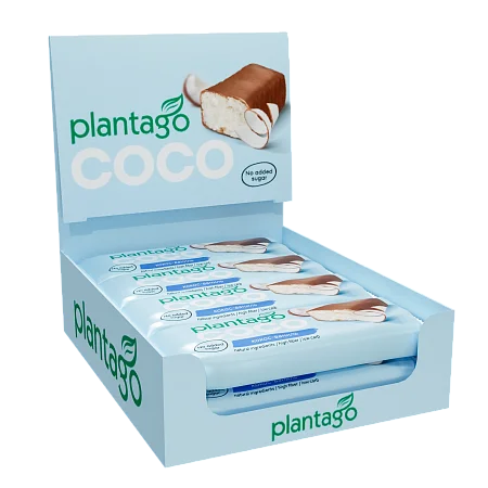 Кокосовые батончики COCO Plantago без сахара в шоколаде со вкусом "Ваниль", 12 штук