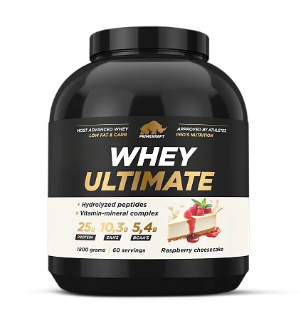 Сывороточный протеин Whey Ultimate со вкусом «Малиновый чизкейк», банка 1800г