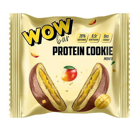 Печенье протеиновое WOWBAR с начинкой со вкусом «Манго» (10шт * 40г)