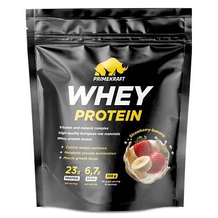 Сывороточный протеин WHEY со вкусом "Клубника-банан", 500 г