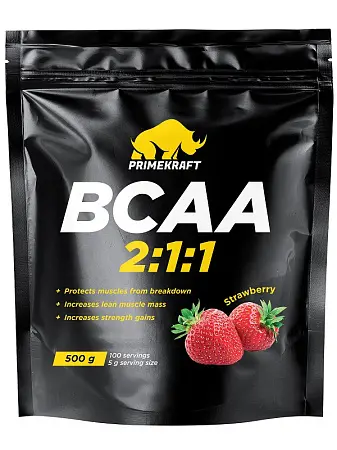 Аминокислоты BCAA 2:1:1 STRAWBERRY (клубника), пакет 500 гр