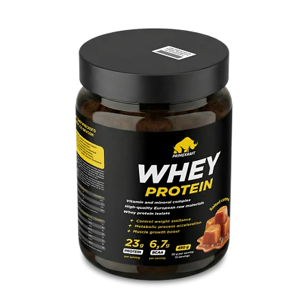 Сывороточный протеин WHEY со вкусом "Соленая карамель", 450г., банка Сывороточный протеин WHEY со вкусом "Соленая карамель", 450г., банка