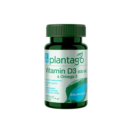Vitamin D3 & Omega 3 Plantago, 60 капсул