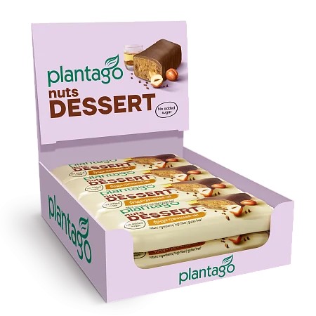 Ореховые батончики Nuts Dessert Plantago со вкусом «Фундук-гречишный чай», 12 шт.