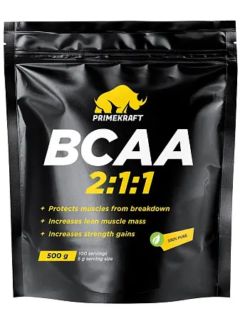 Аминокислоты BCAA 2:1:1 PURE 100% (без вкуса), пакет 500 гр