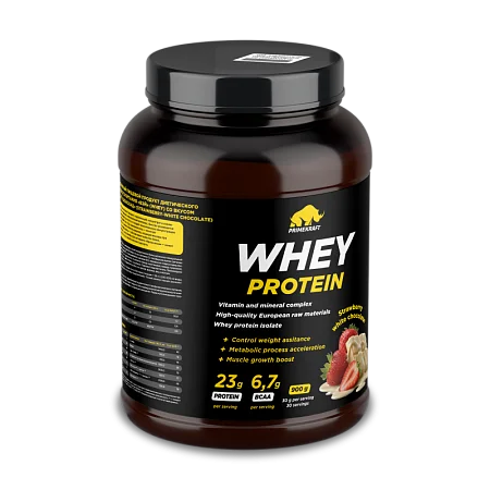 Сывороточный протеин WHEY со вкусом "Клубника-белый шоколад", 900 г., банка