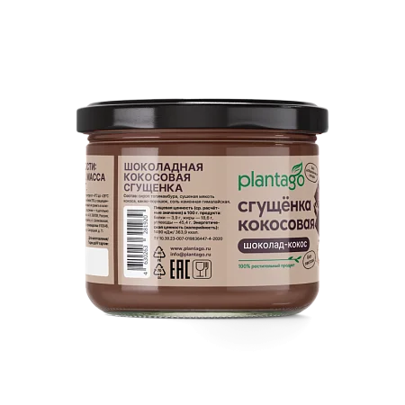 Шоколадная сгущёнка без сахара с кокосом и какао Plantago, 100 г