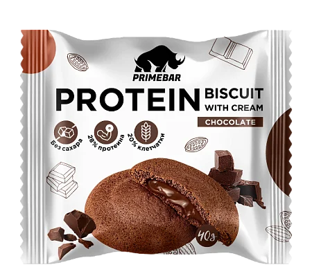 Протеиновое печенье PRIMEBAR PROTEIN BISCUIT с кремовой начинкой со вкусом «Шоколад» (10 шт x 40 гр)