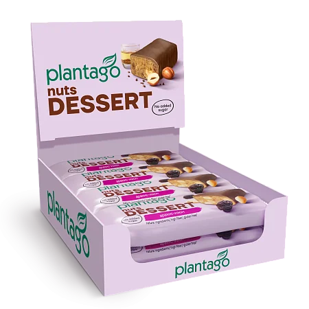 Ореховые батончики Nuts Dessert Plantago со вкусом «Арахис-Изюм», 12 шт.