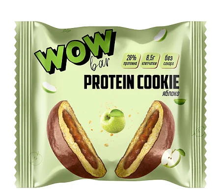 Печенье протеиновое WOWBAR с начинкой со вкусом «Яблоко» (10шт * 40г)