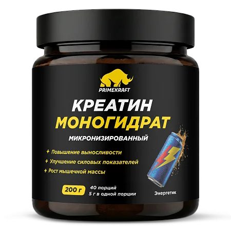 Креатин моногидрат со вкусом "Энергетик", банка 200 г