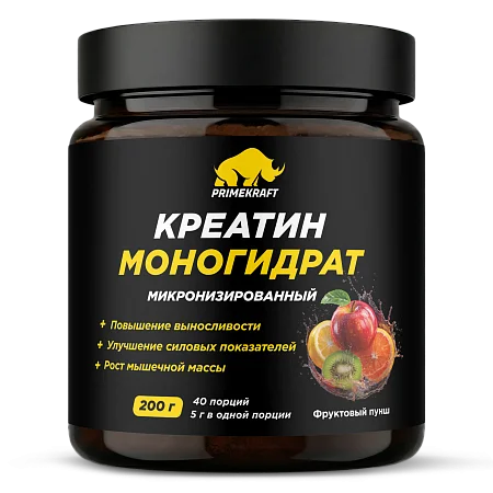 Креатин моногидрат со вкусом "Фруктовый пунш", банка 200 г