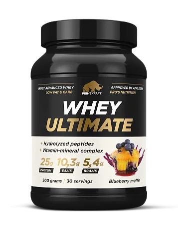 Сывороточный протеин Whey Ultimate со вкусом «Черничный маффин», банка 900г