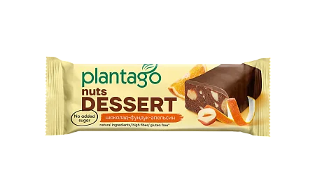 Ореховые батончики Nuts Dessert Plantago со вкусом «Шоколад-Фундук-Апельсин», 12 шт.