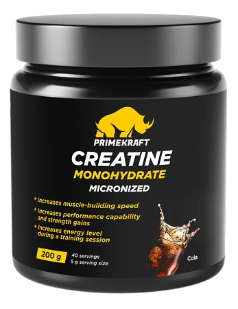 Креатин моногидрат Creatine Monohydrate Micronized со вкусом Cola (кола), банка 200 гр