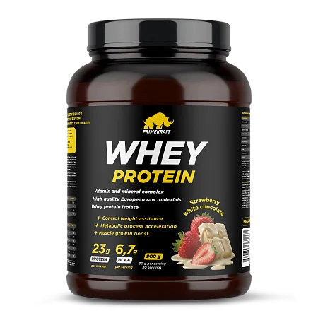 Сывороточный протеин WHEY со вкусом "Клубника-белый шоколад", 900 г., банка