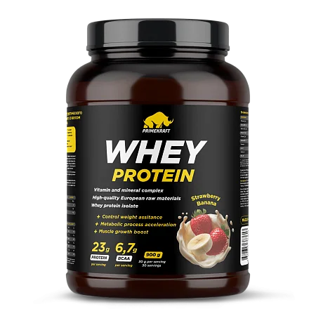 Сывороточный протеин WHEY со вкусом "Клубника-банан", 900 г., банка Сывороточный протеин WHEY со вкусом "Клубника-банан", 900 г., банка