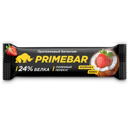 Батончики PRIMEBAR клубника-кокос (15 шт*40 гр)