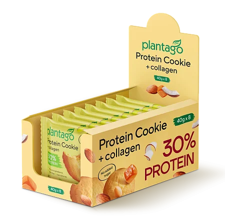 Печенье Protein Cookie Plantago 30% с высоким содержанием белка и коллагеном со вкусом "Фисташка", 8 шт*40 гр