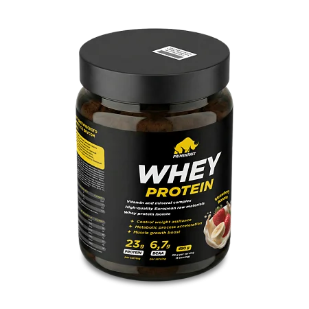 Сывороточный протеин WHEY со вкусом "Клубника-банан", 450г., банка