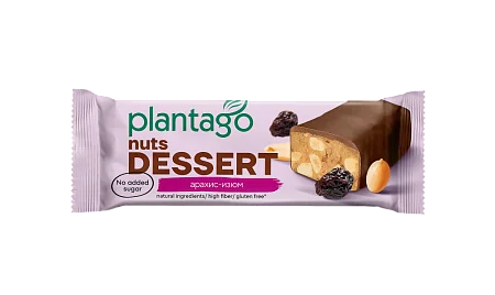 Ореховые батончики Nuts Dessert Plantago со вкусом «Арахис-Изюм», 12 шт.
