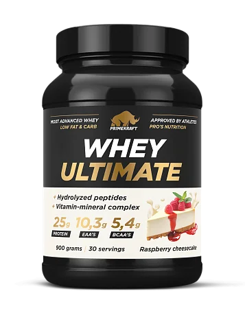 Сывороточный протеин Whey Ultimate со вкусом «Малиновый чизкейк», банка 900г