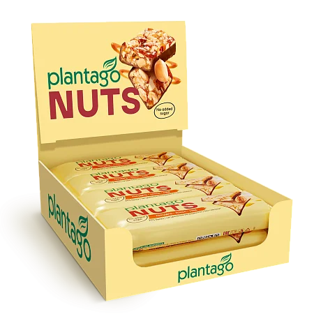 Протеиновые батончики NUTS "Миндаль-Кокос-Мёд" Plantago (протеин 20%) 12 шт