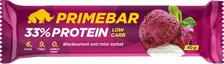 Протеиновые батончики Primebar LOW CARB cмородиново-мятный сорбет (12 шт*40 гр)