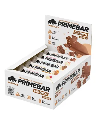 Протеиновые батончики PRIMEBAR CRUNCH, MIX 5 вкусов, 3 шт*5, 15 шт, 600 г