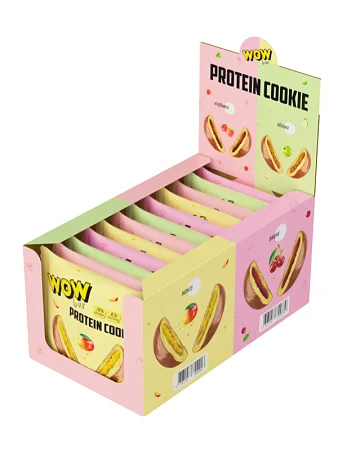 Печенье протеиновое WOWBAR с фруктовой начинкой MIX (4 вкуса), 12 штук * 40г