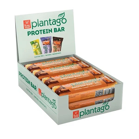 Батончики протеиновые Plantago Crunch 25% "Миндальный маффин", без сахара, с коллагеном, 40 гр х 12 шт