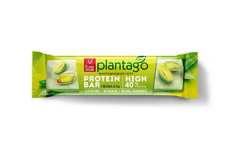 Батончики с высоким содержанием белка Plantago High 40% со вкусом "Фисташковый торт", 50 гр х 15 шт