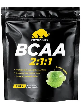 Аминокислоты BCAA 2:1:1 GREEN APPLE (зеленое яблоко), пакет 500 гр
