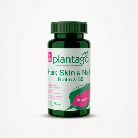 Hair, skin & nails Biotin&B5 Plantago, 60 капсул