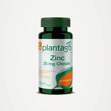 Zinc Chelate 25 mg Plantago, 100 капсул